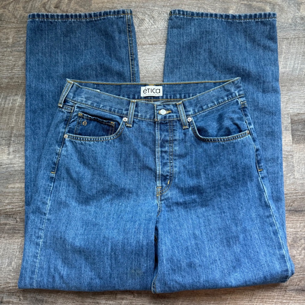 Etica EW242556 840 Wide Leg Jeans 29 Relaxed Blue High Rise Denim